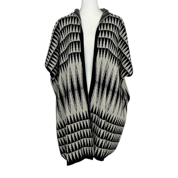 Michael Stars Hooded Southwestern Aztec Triangle Banded Cape Knit Cardigan NWT - Picture 1 of 14